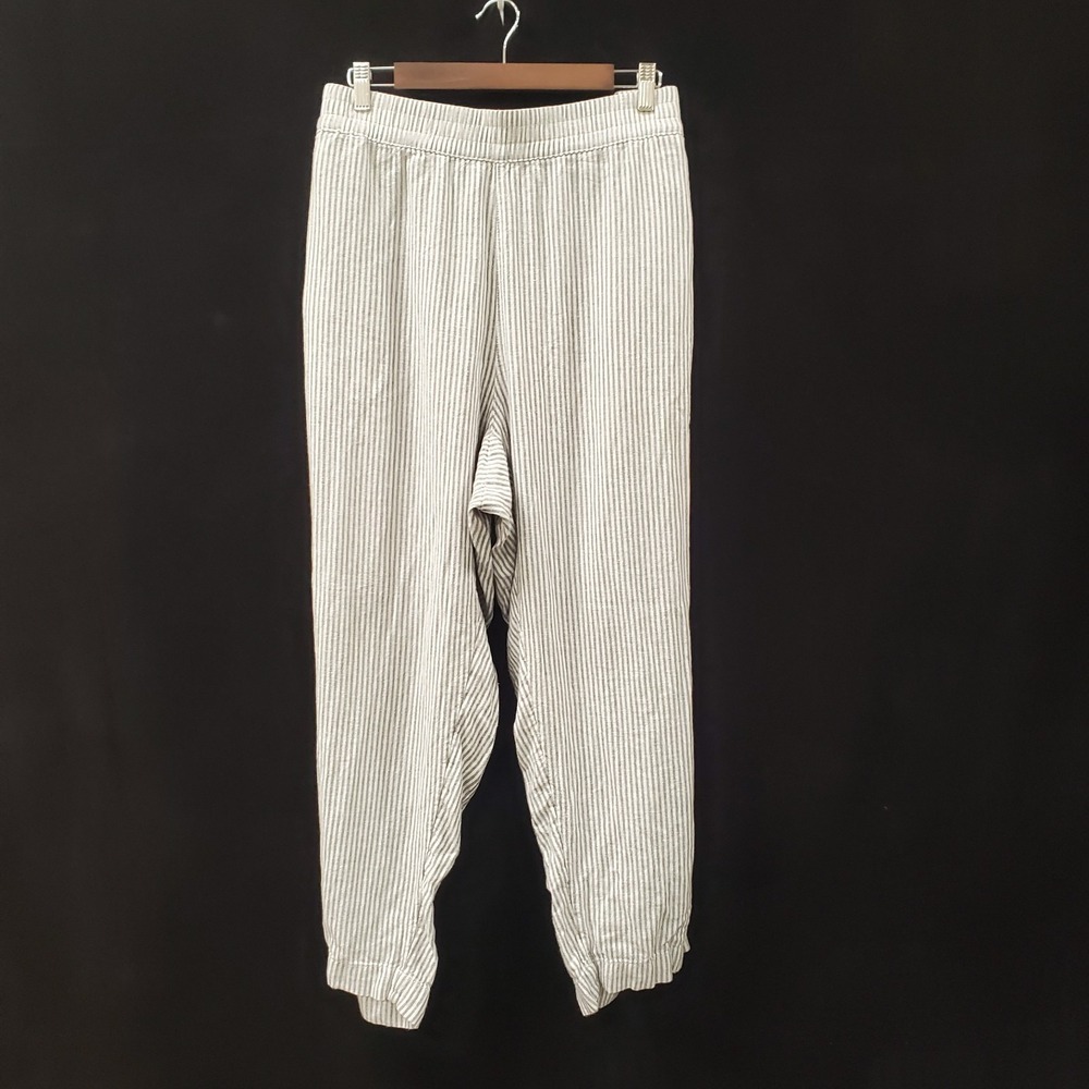 Old Navy Womens Linen Blend High Rise Straight Leg Pants Size 2X Striped Coastal
